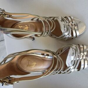 Carlos Santana Silver Strappy Heels